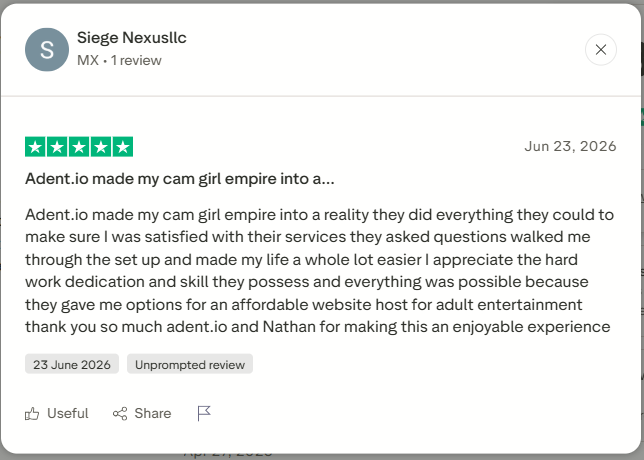 Review by One of the Adent.io Customer on Trustpilot