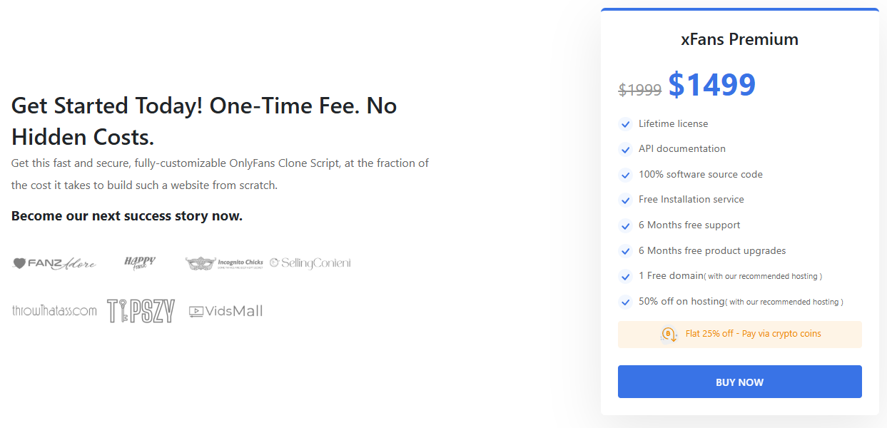 Pricing Plan of xFans by Adent