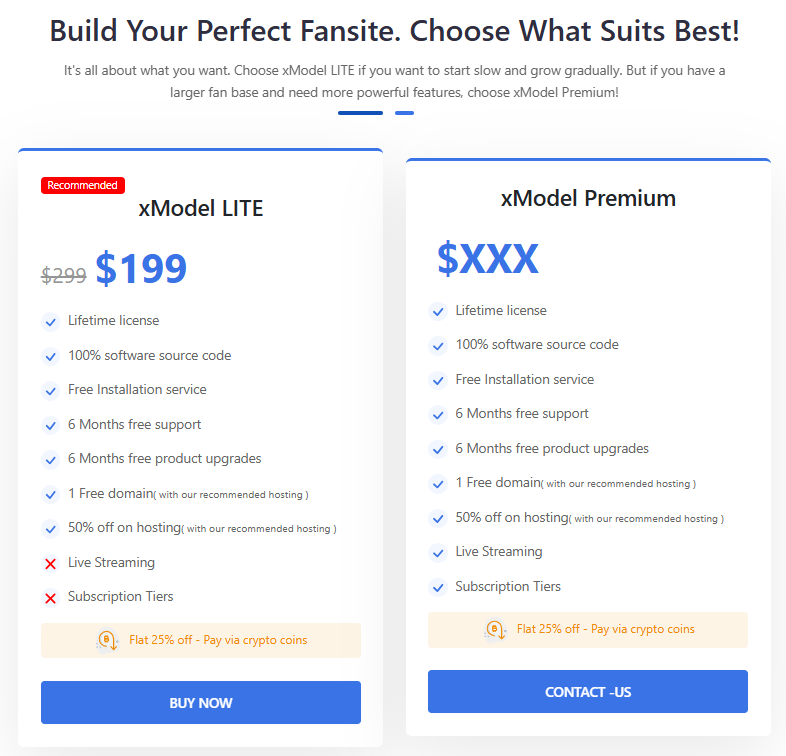 Pricing Plans of xModel by Adent